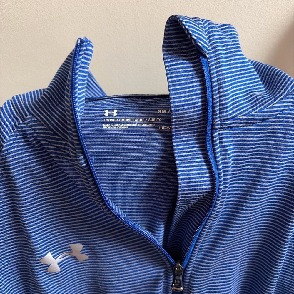 Under Armour Royal Blue & White Striped Half-Zip Pullover